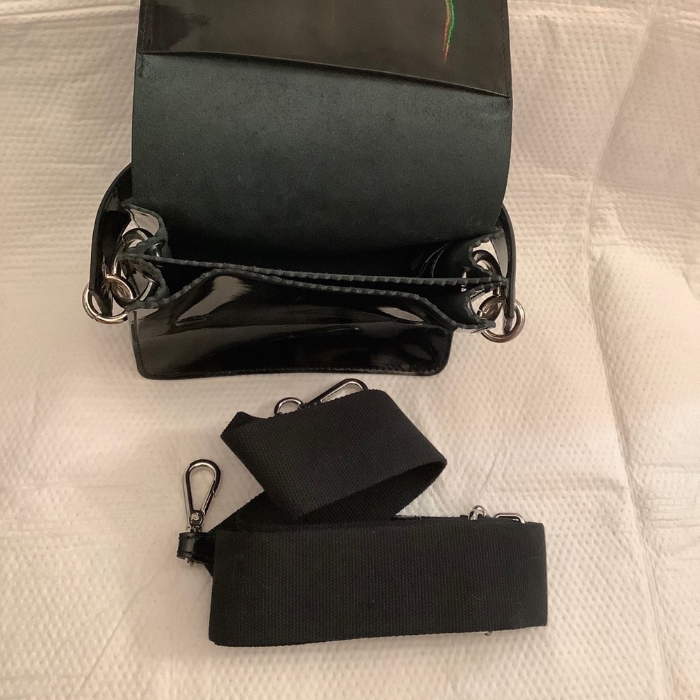KARA Black Shiny Patent Leather Small Purse Crossbody Bag NWOT - Picture 10 of 13